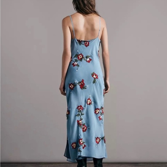 RAG & BONE | BLUE EMBROIDERED MIDI DRESS | SIZE 10 - Picture 2 of 6